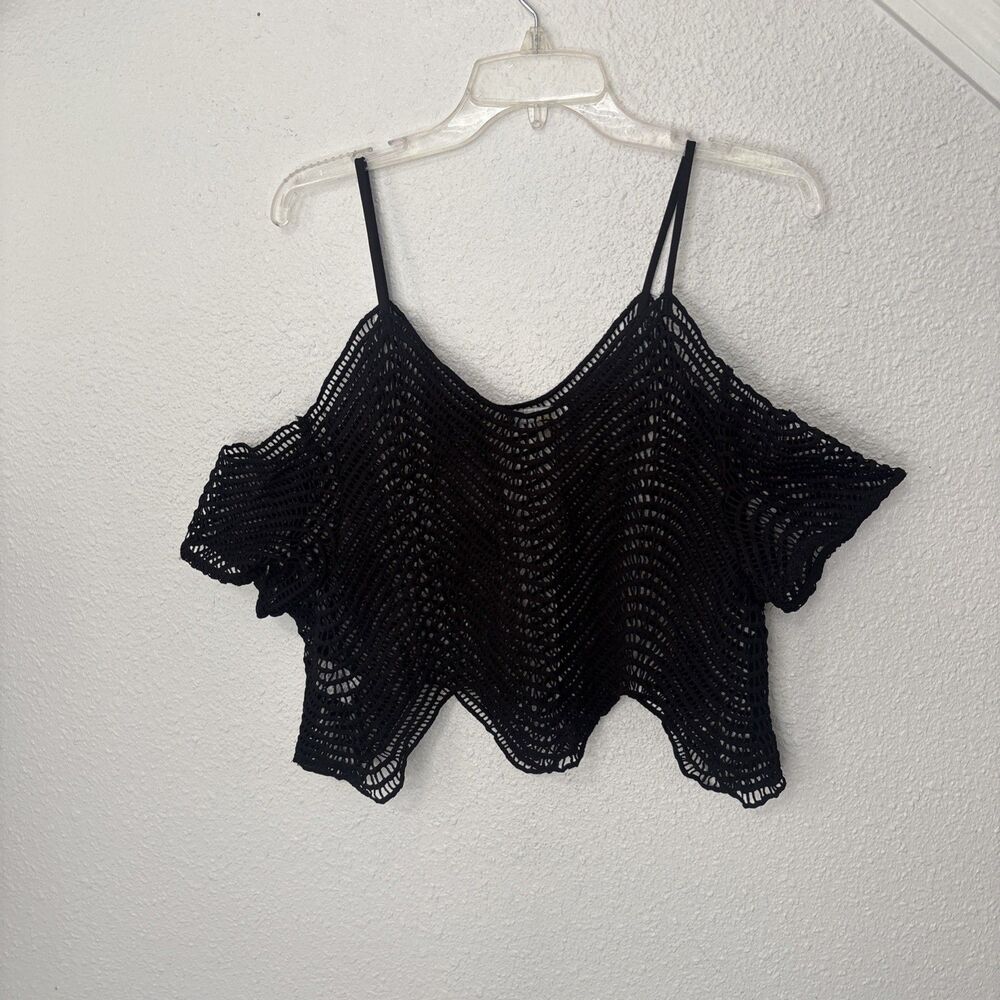 Anthropologie X Lulumari Women's crotchet Knit Crop Swim Cover Up Top Size L - Picture 10 of 14